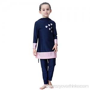 M&A Girls Burkini Swimsuits 2-Piece Muslim Swimwear for Kids 2-12 Years Navy B07N872Y8R